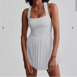 Varley White Pleated Tank Romper Jumpsuit